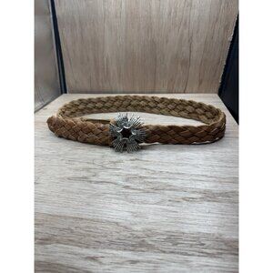 B-Low the Belt Womens Brown Leather Ball Large Belt Silver Buckle Made in USA